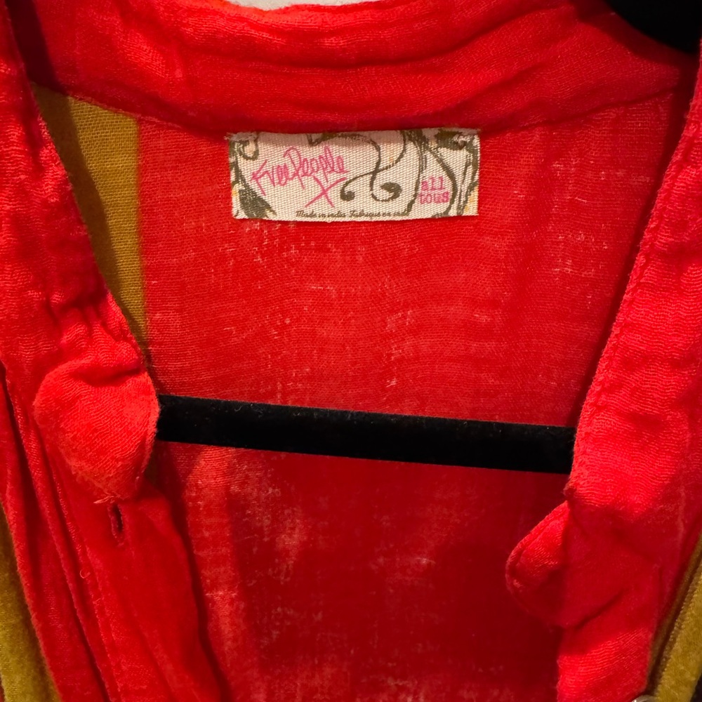 Free People Red and Olive Shirt - Picture 3 of 4